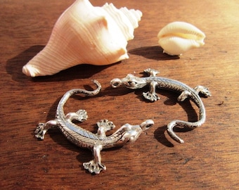 LAST ONE!! 6pcs lizard pendant, Necklace pendant, silver pendants, charm pendants for jewelry making, jewelry components