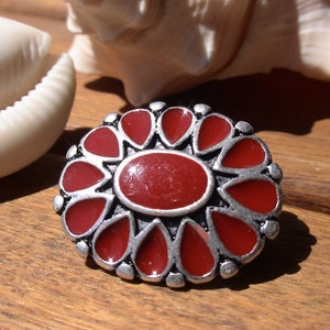 LAST ONE!! 13mm red slider, silver beads, bracelet sliders, bracelet findings,  slider bead, focal pieces, flat leather sliders