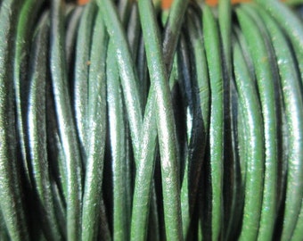 BIG SALE !! 10 yard / meter 2mm Light metallic green first quality leather cord
