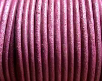 BIG SALE !! 10 yard / meter 2mm dark metallic pink first quality leather cord