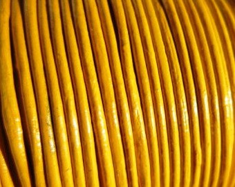 BIG SALE !! 10 yard / meter 3mm yellow first quality leather cord