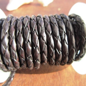 BIG SALE 5 yards/meter 4mm dark brown braided leather cord image 4