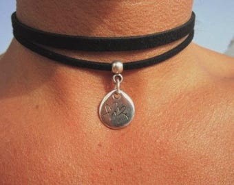 Handmade Silver Charm Leather Choker • Bohemian Necklace