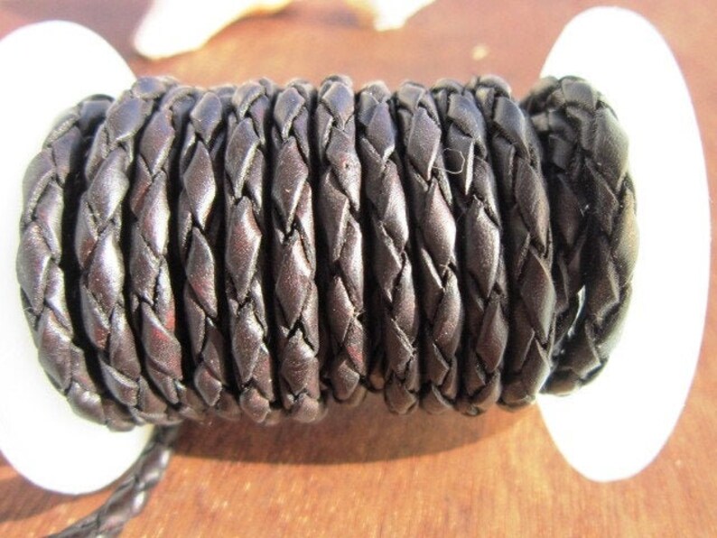 BIG SALE 5 yards/meter 4mm dark brown braided leather cord image 1