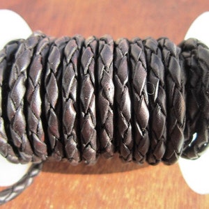 BIG SALE 5 yards/meter 4mm dark brown braided leather cord image 2