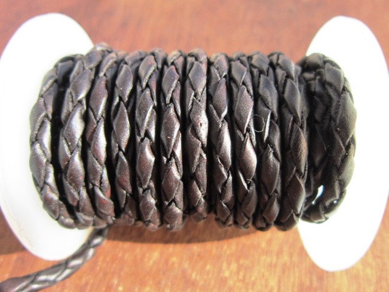 BIG SALE 5 yards/meter 4mm dark brown braided leather cord image 2