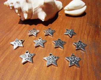 LAST ONE 40pcs starfish charms, Starfish pendant, silver star, silver pendant, jewelry pendant, necklace pendant