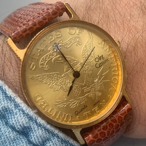ブラジル ポルトゲーザ DELLERBA ヴィンテージ Hudson #10 MENS COIN WATCH, Ten Dollar Type, Diamond Dial, Coin Edge, Sweep
