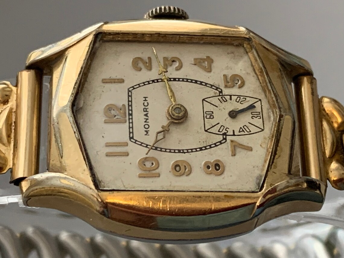MONARCH Polygonal Swiss Watch Yellow natural Gold Plate Etsy