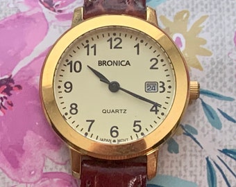 Bronica Watch, WOMENS WATCH, Round Watch, VINTAGE Watch, Sweep Second Hand, Eco Friendly Watch, Sustainable Watch