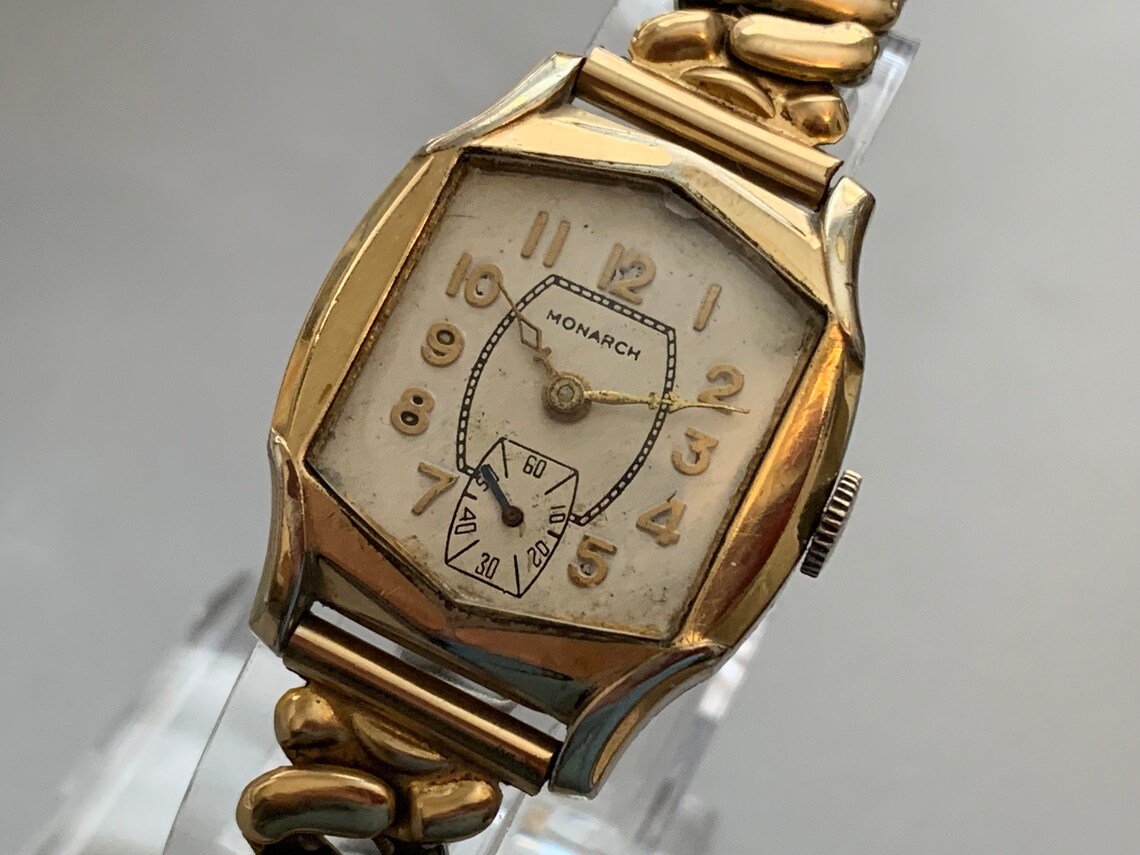 MONARCH Polygonal Swiss Watch Yellow natural Gold Plate Etsy