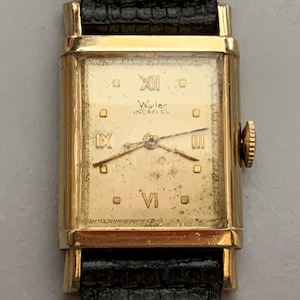 Vintage Wyler Swiss Watch: 10K Gold Filled Art Deco Mens Watch, 17 Jewels