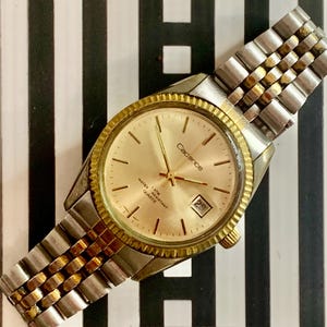 PRESIDENT MENS WATCH Vintage Cadence | Date Window | 2 Tone | Sweep Second Hand Miyota Citizen Quartz | Runs Well