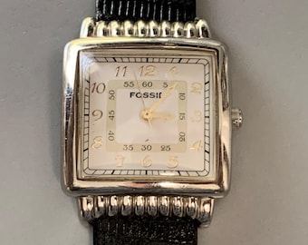 MENS FOSSIL WATCH Vintage Rectangular Art Deco Style 1995 | Click Read Item Details