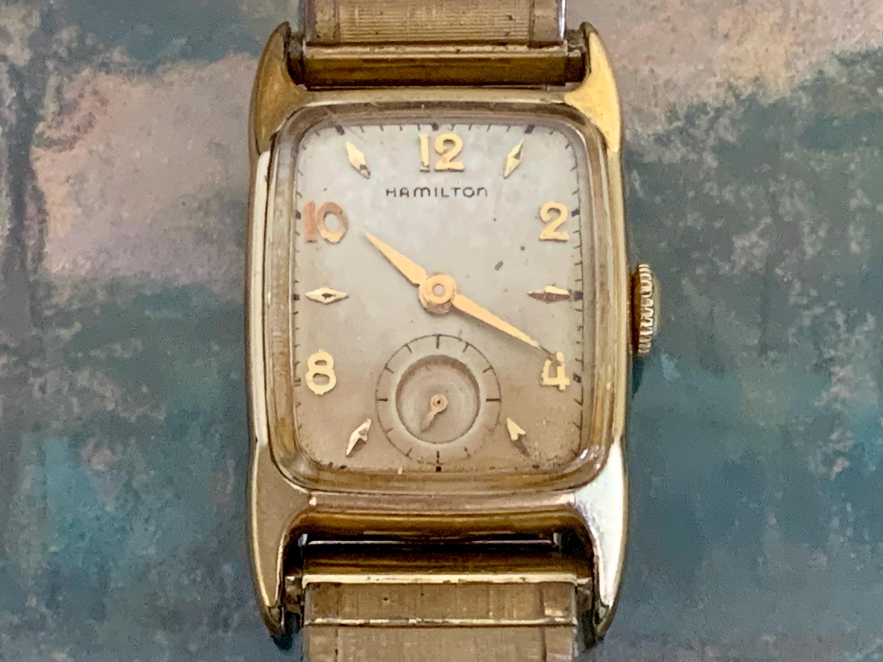 Vintage Hamilton 10K Gold-filled Curved Rectangular Windup Watch