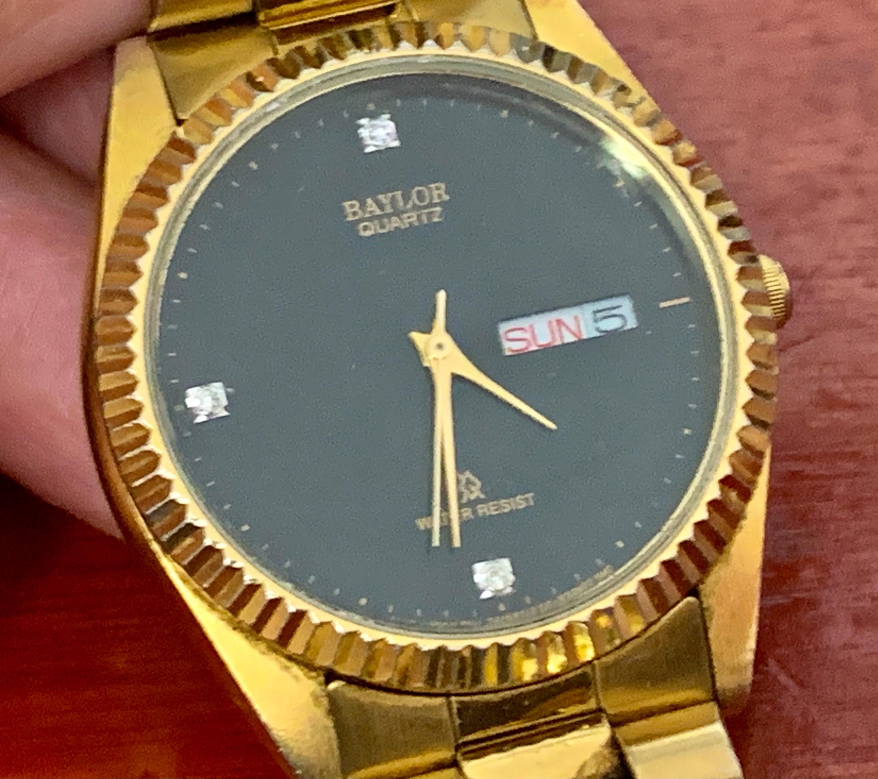 MENS BAYLOR PRESIDENT Vintage Watch:black Diamond Dial Jubilee