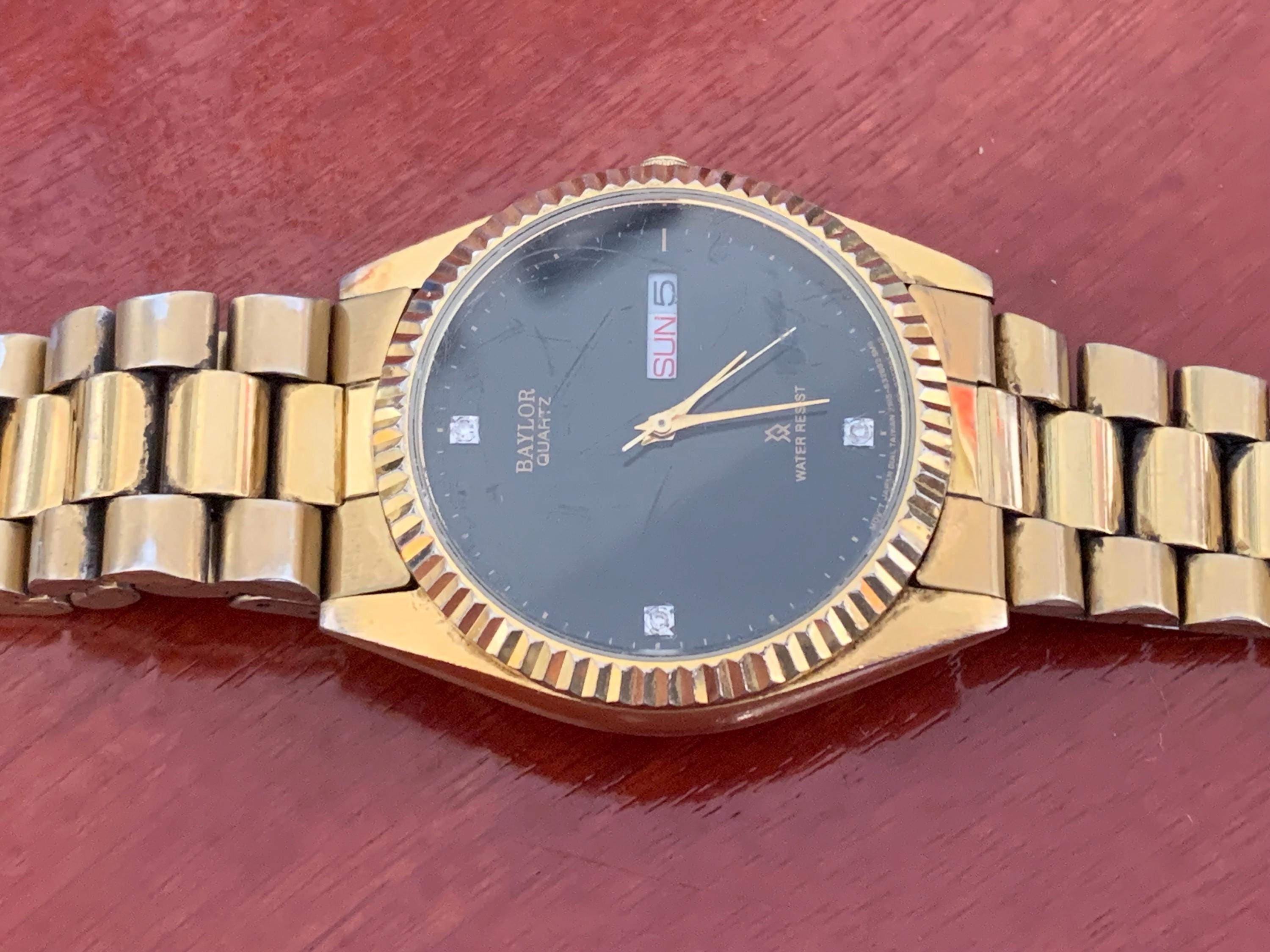 MENS BAYLOR PRESIDENT Vintage Watch:black Diamond Dial Jubilee
