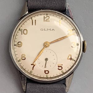OLMA VINTAGE Watch - Mens WWII Military Pilot Numa Jeannin Steel | Sub Second Hand | High Grade Manual Wind, Runs Well
