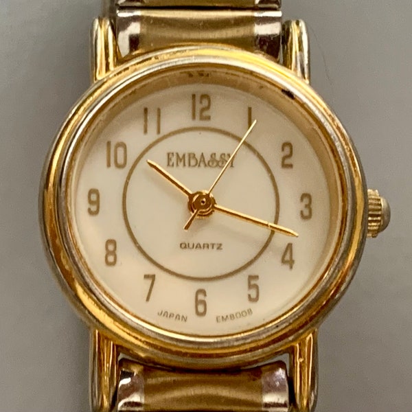 Luscious Embassy By Gruen Womens Vintage Watch, Golden Case, Stainless Back, Sweep Second Hand Eco Friendly Sustainable Click Item Details