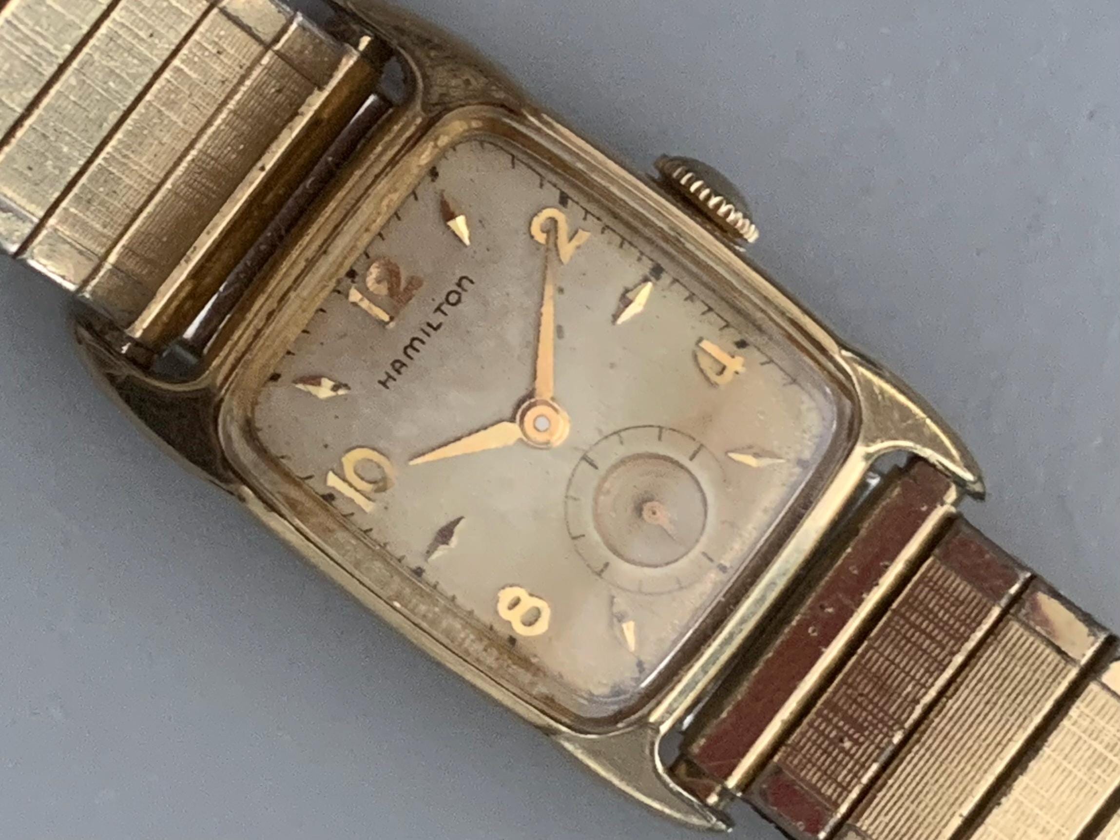 Vintage Hamilton 10K Gold-filled Curved Rectangular Hand Wind