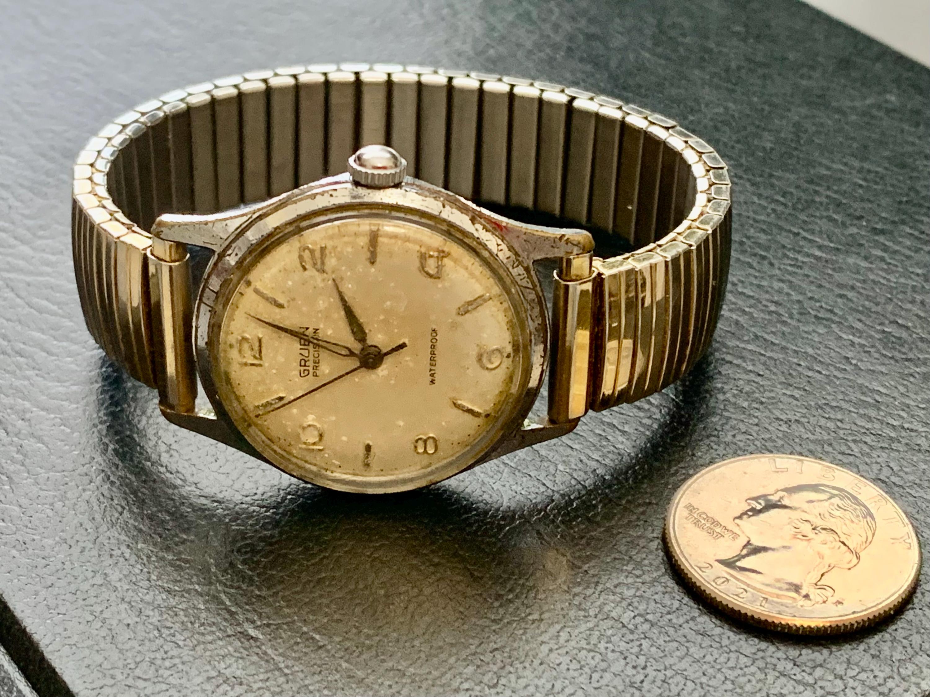 MENS GRUEN PRECISION Vintage Swiss 17 Jewels, Gregory Peck Type