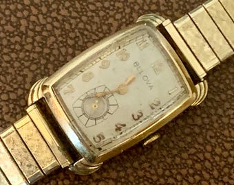 MENS BULOVA SENATOR Vintage Watch Art Deco 1OK Rolled Gold | Click & Read Item Details