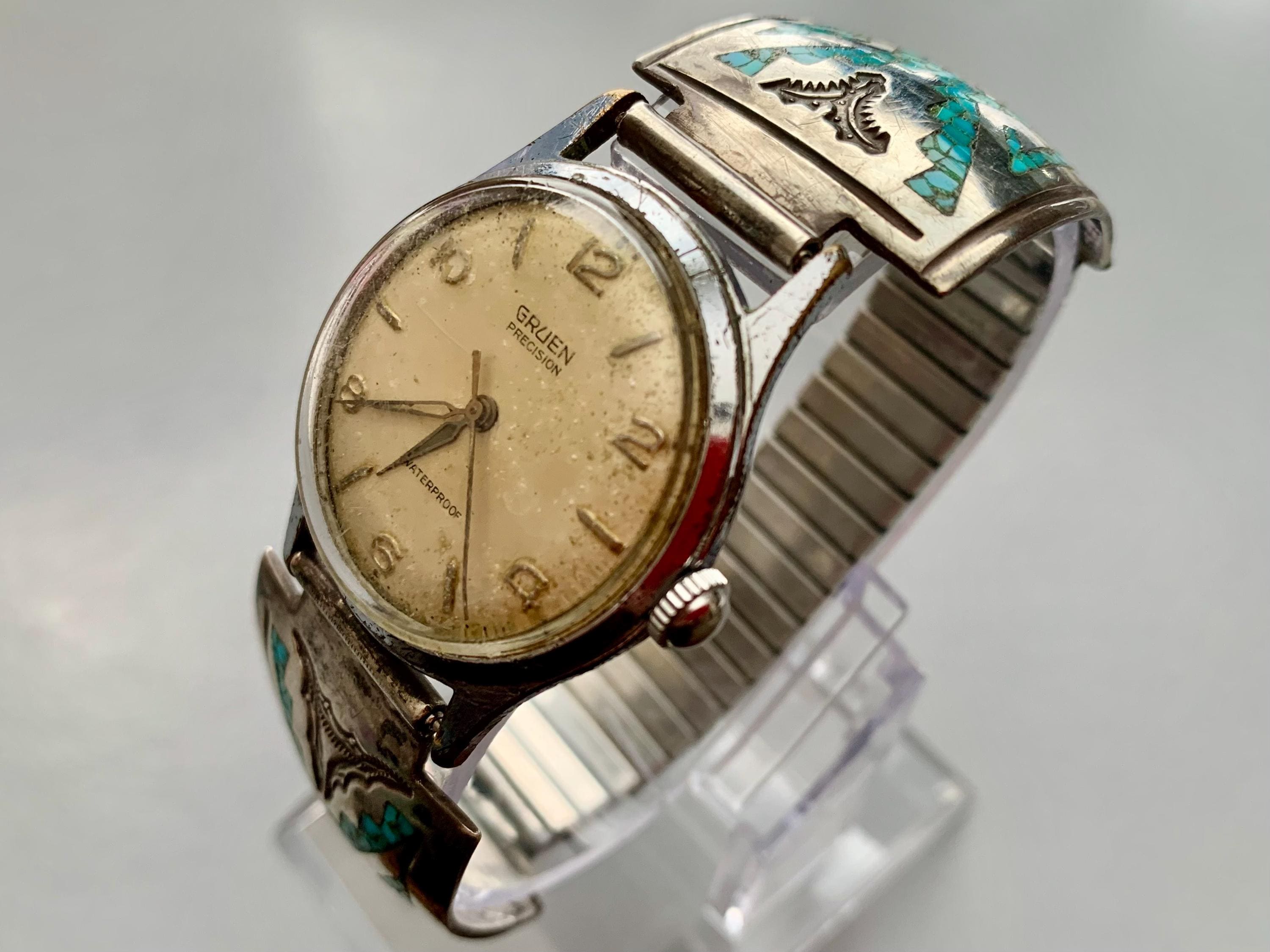 Navajo William Singer Sterling Watch Tips MENS GRUEN PRECISION