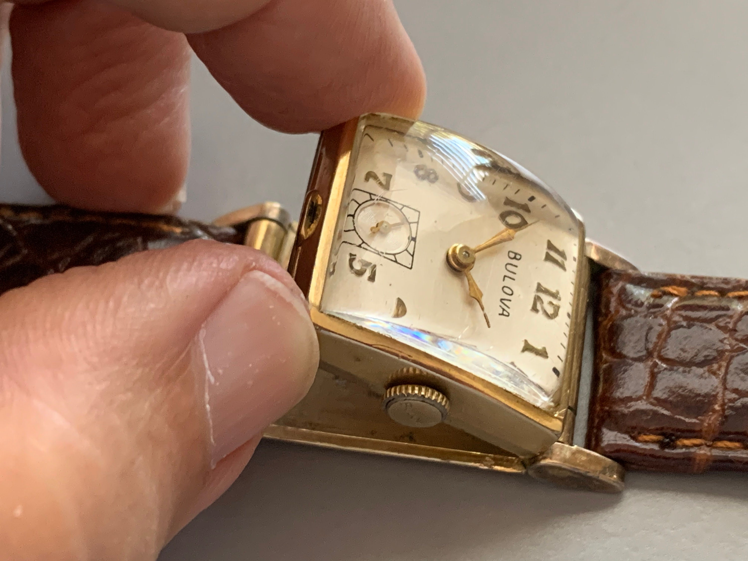 BULOVA FLIP TOP Photo Watch, Vintage Mens Watch, Hidden Locket 