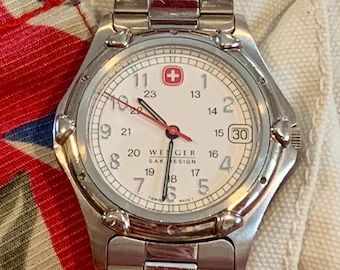 MENS WENGER Swiss Army Knife Watch 24 Hour Dial, Date | Click & Read Item Details