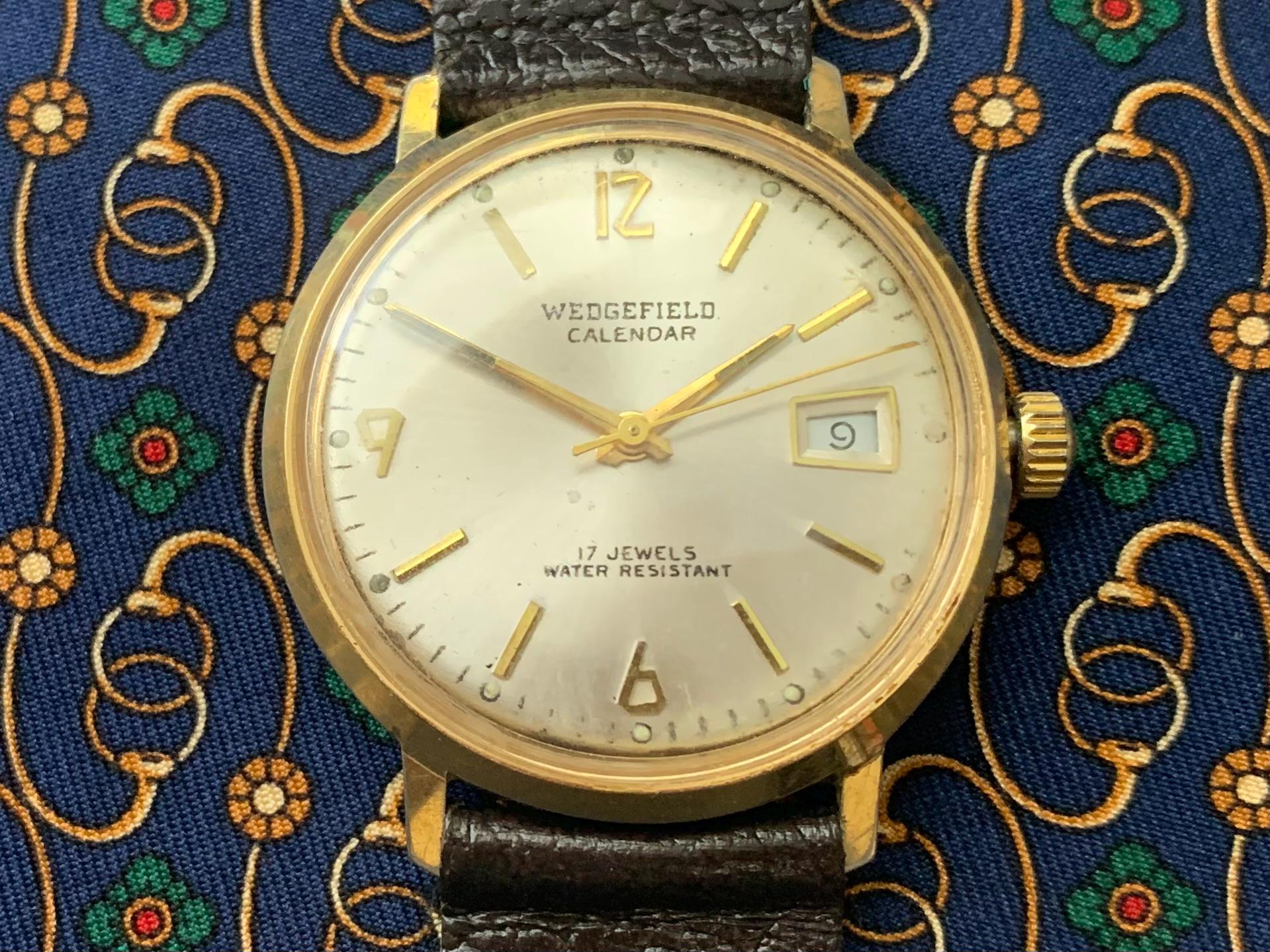 MENS WEDGEFIELD SWISS Calendar Watch Gold Plate 17 Jewels  display picture 2