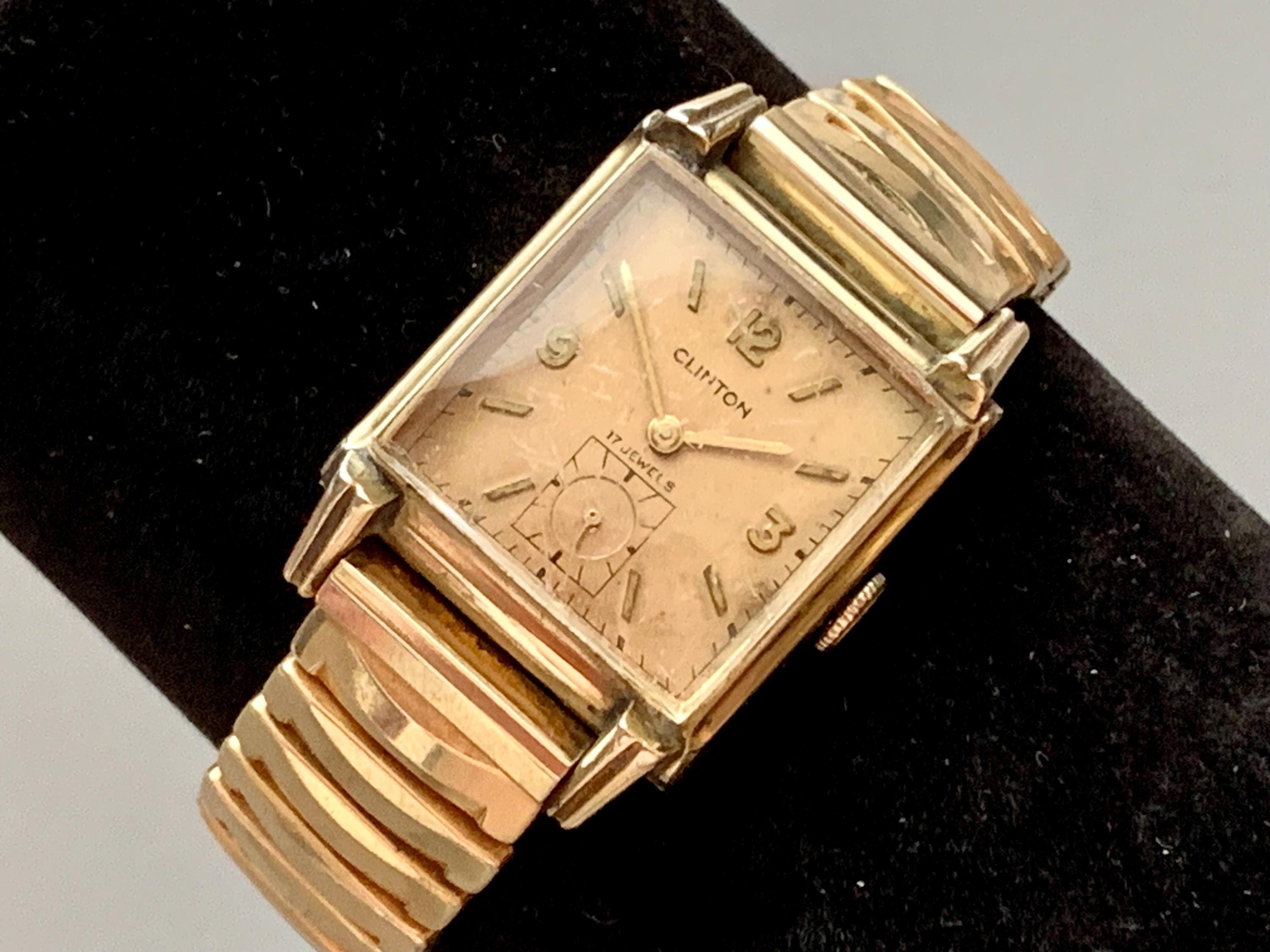 Clinton Swiss made 10k Gold filled watch with original paperwork and box 1940 main image 3