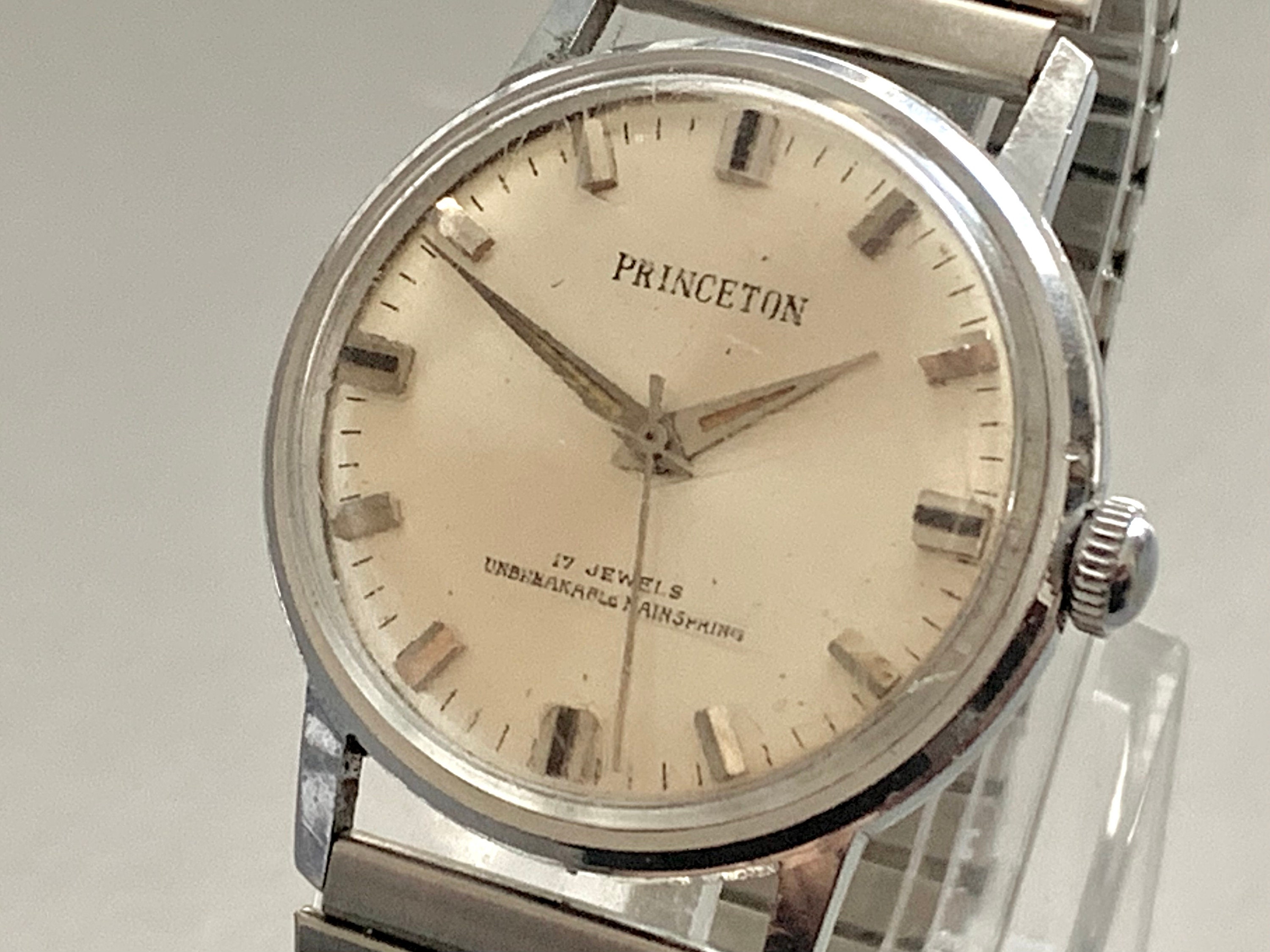 PRINCETON Mens Sport Vintage Watch 17 Jewels Wind up Sweep