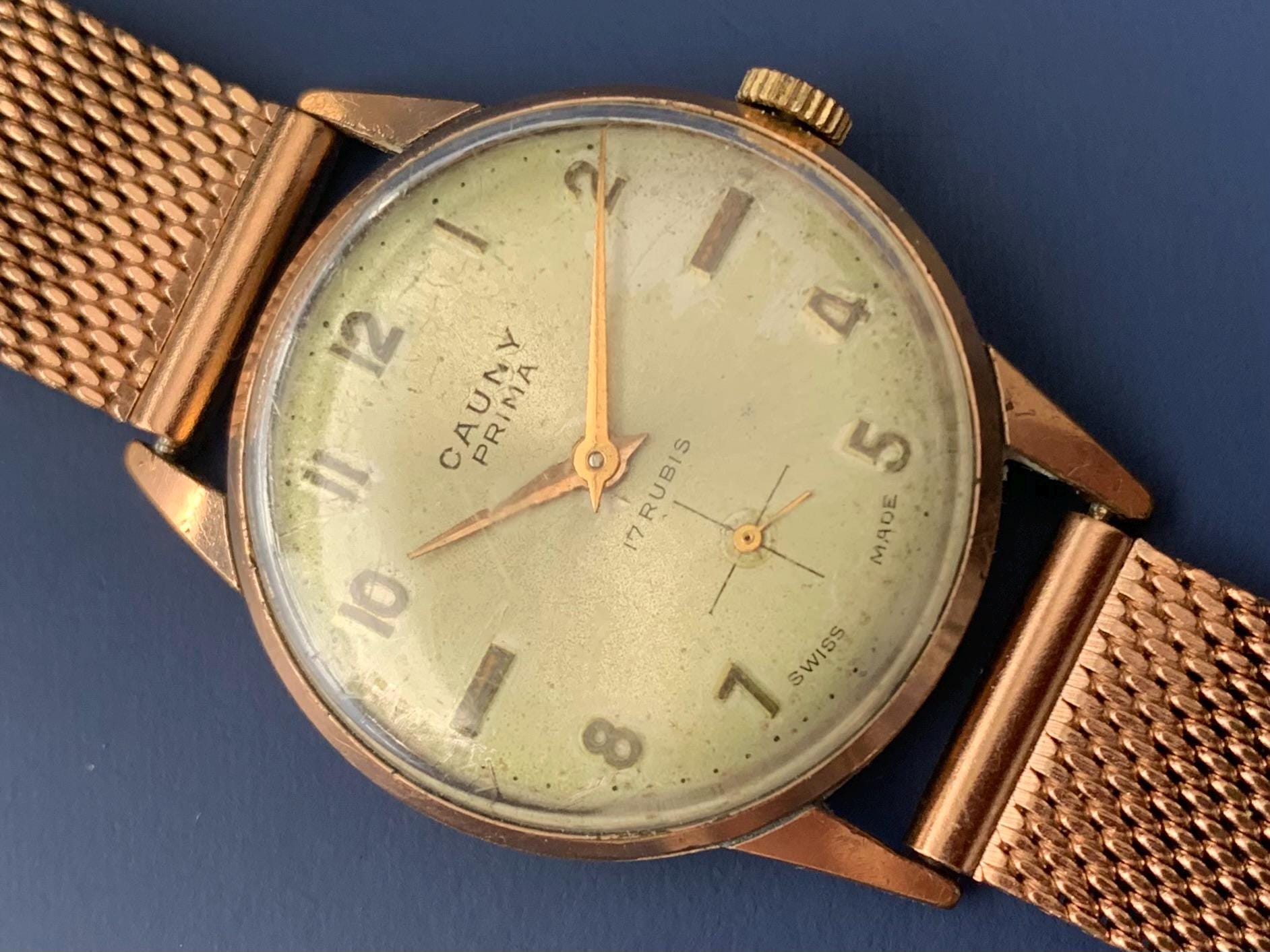 CAUNY WACHT QUARTZ Unisex Without Original Box Mens Vintage Cauny Prima Swiss Watch: Rose Gold Plated, Sub  main image 4