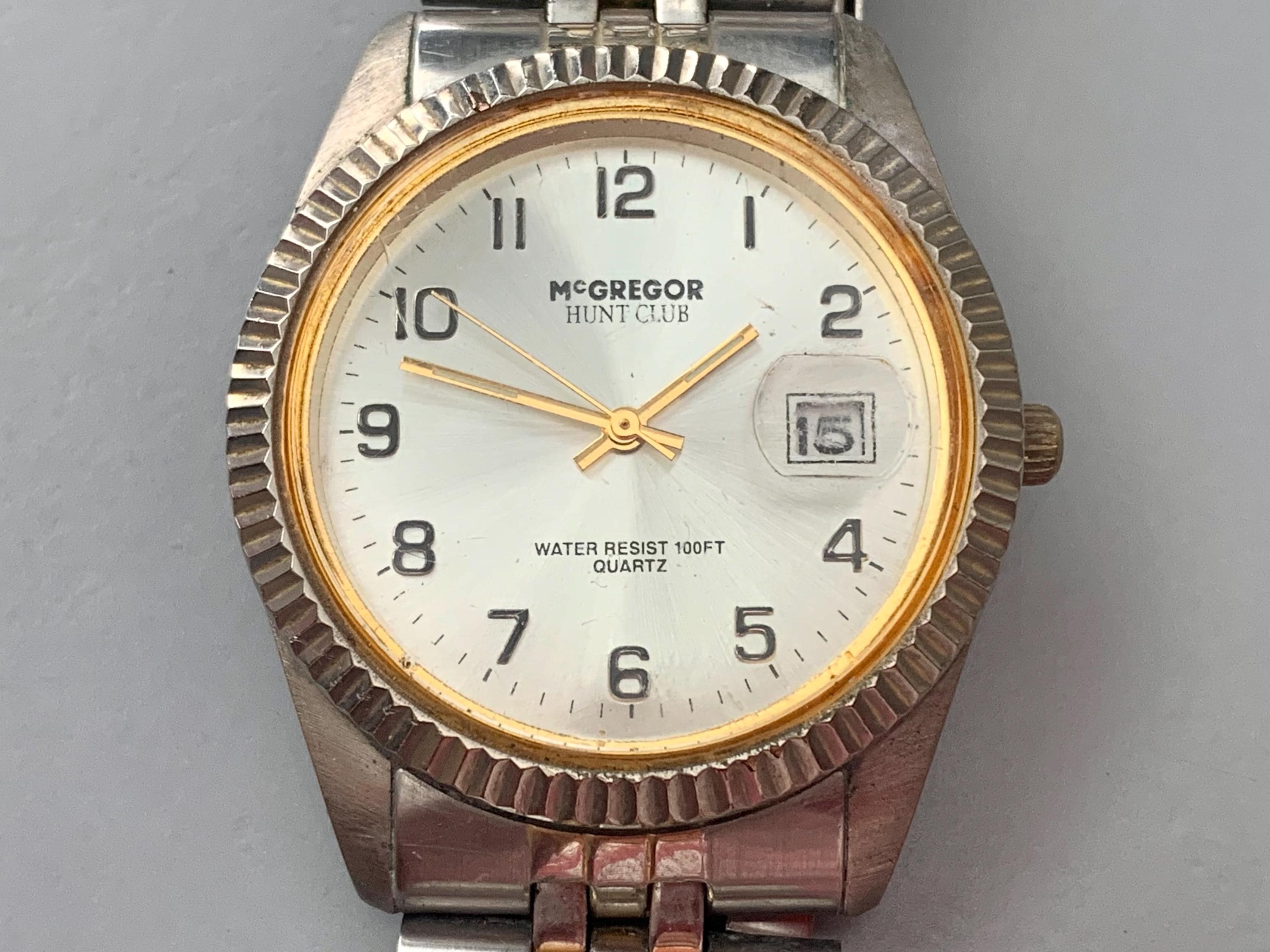 MENS MCGREGOR WATCH Vintage Hunt Club Two-tone Fluted Bezel, Date