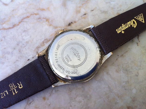 ROTARY Watch, Quartz Battery, Vintage Men's Watch, Round, Roman Numerals, White Dial, Date, ROTARY Watch, Quartz Battery, Vintage Men's Watch, Round, Roman Numerals, White Dial, Date,