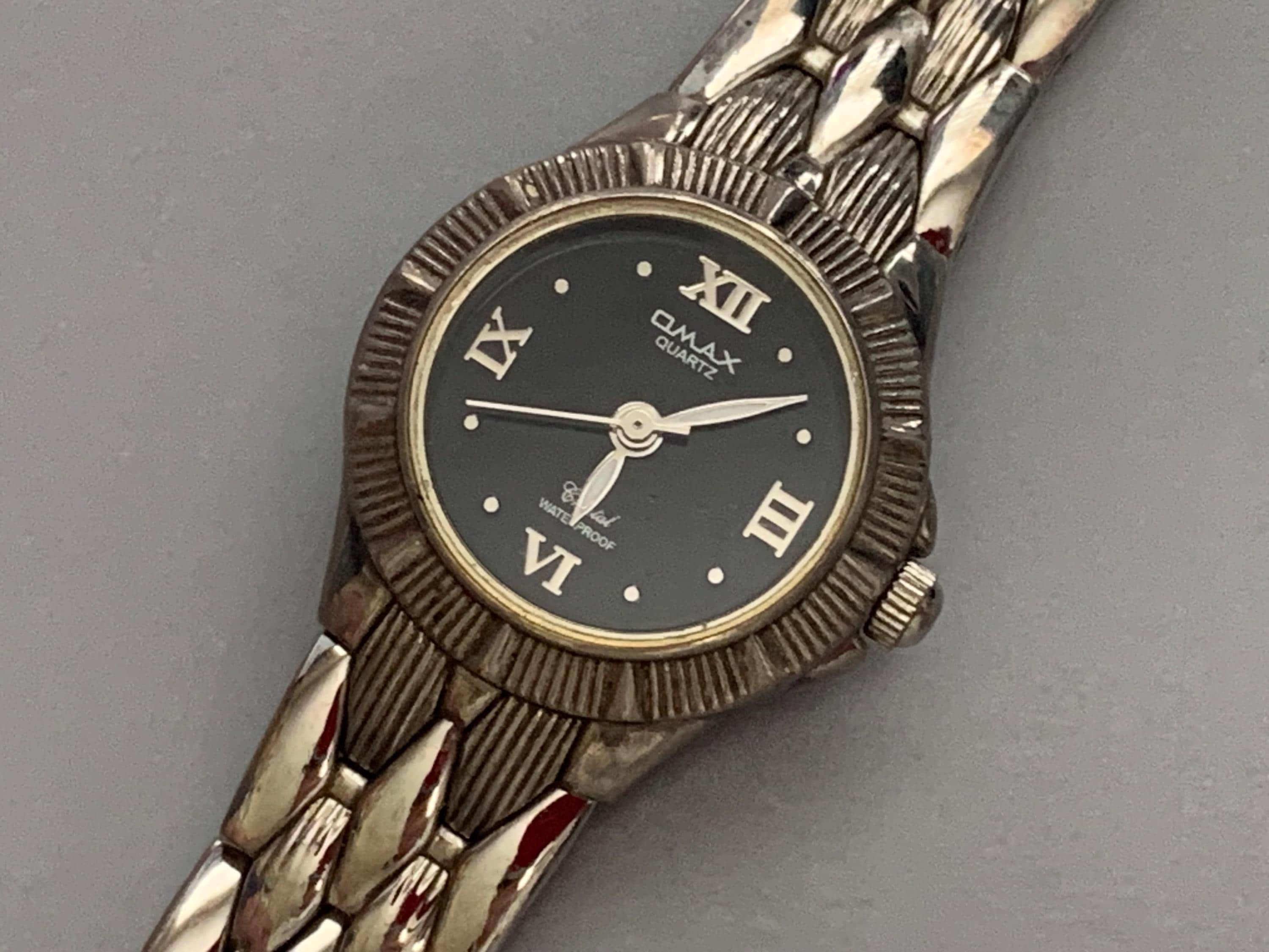 LADIES OMAX WATCH Vintage Quartz Black Roman Numeral Dial | View
