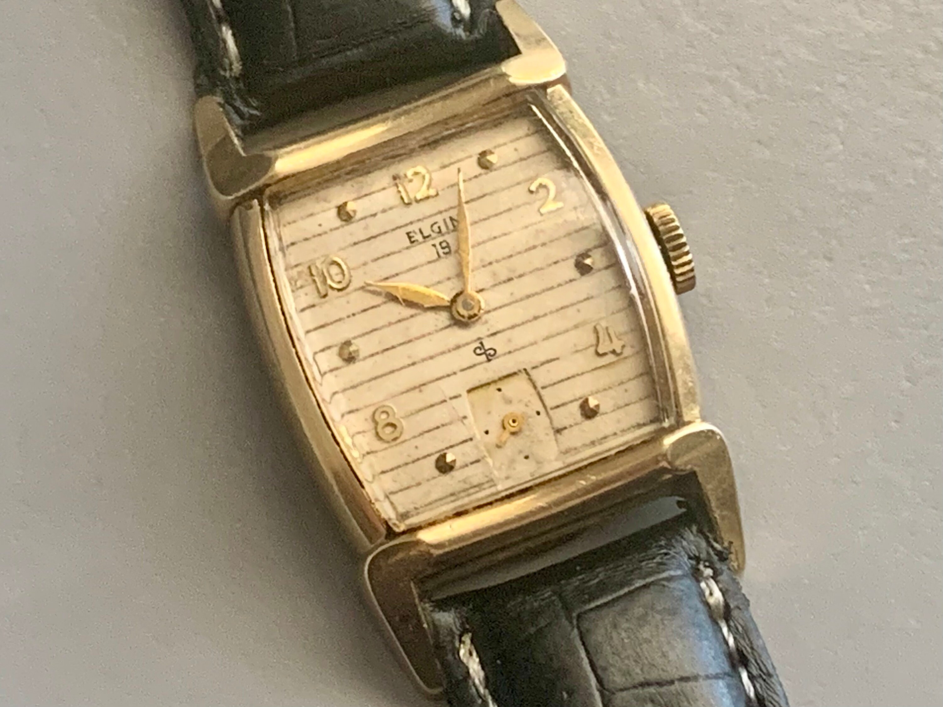 MENS ELGIN WATCH 10K Gold Filled Art Deco 19 Jewels | Click Read