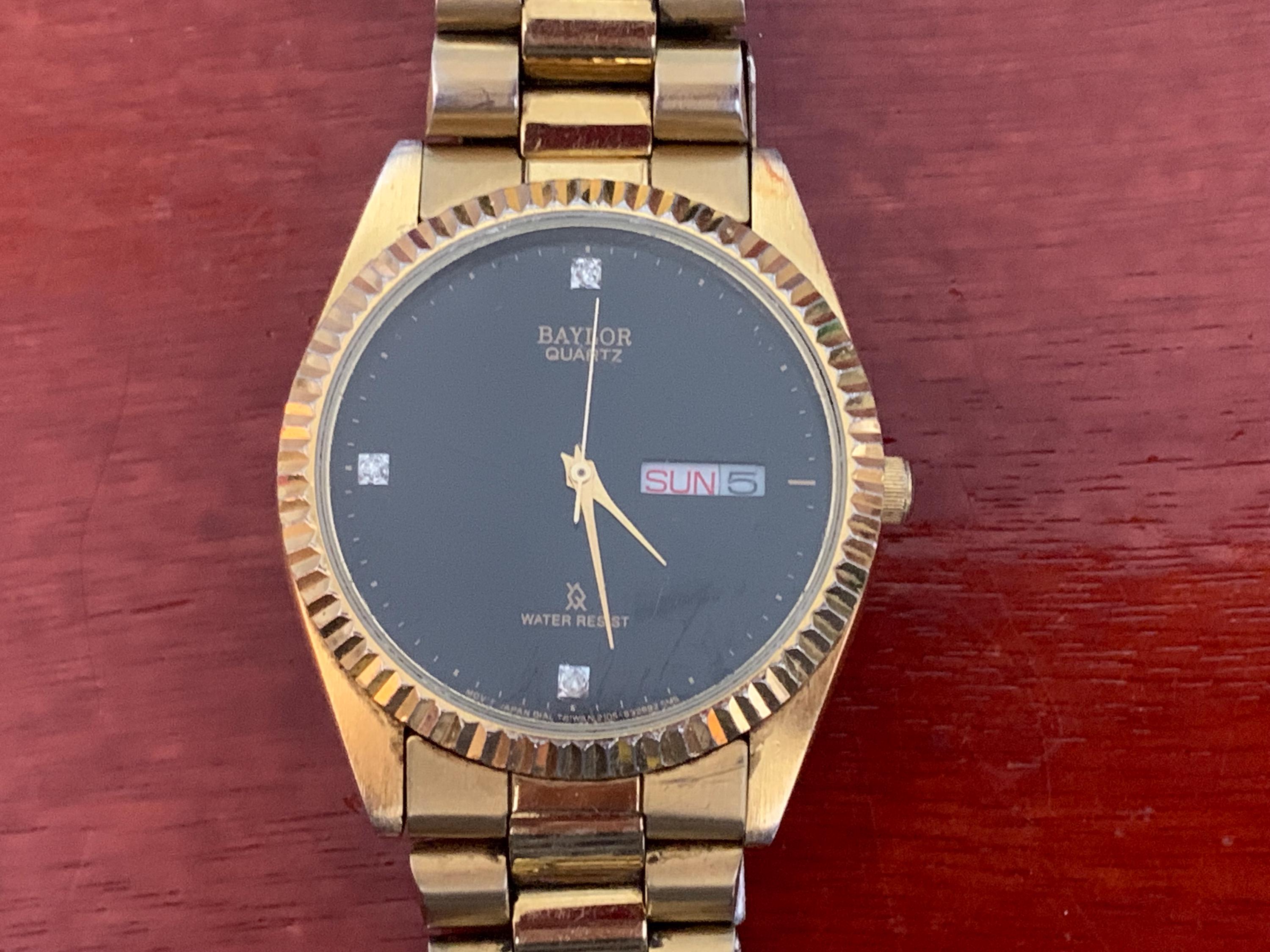 MENS BAYLOR PRESIDENT Vintage Watch:black Diamond Dial Jubilee