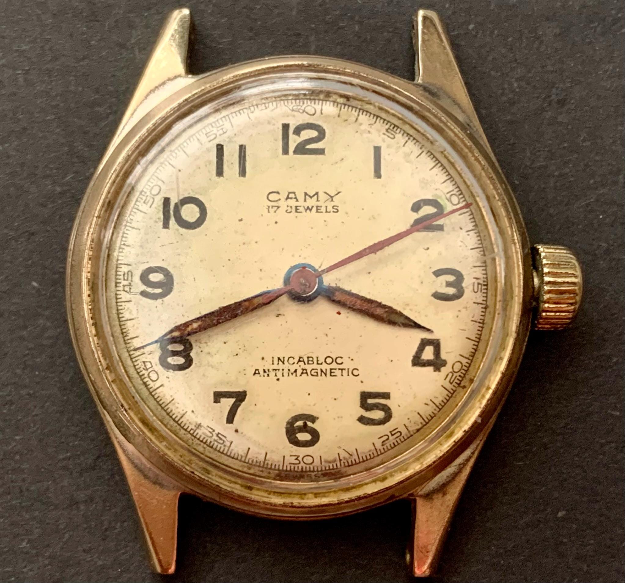 MENS CAMY SWISS Vintage Military Watch 17 Jewels, Parts Repairs