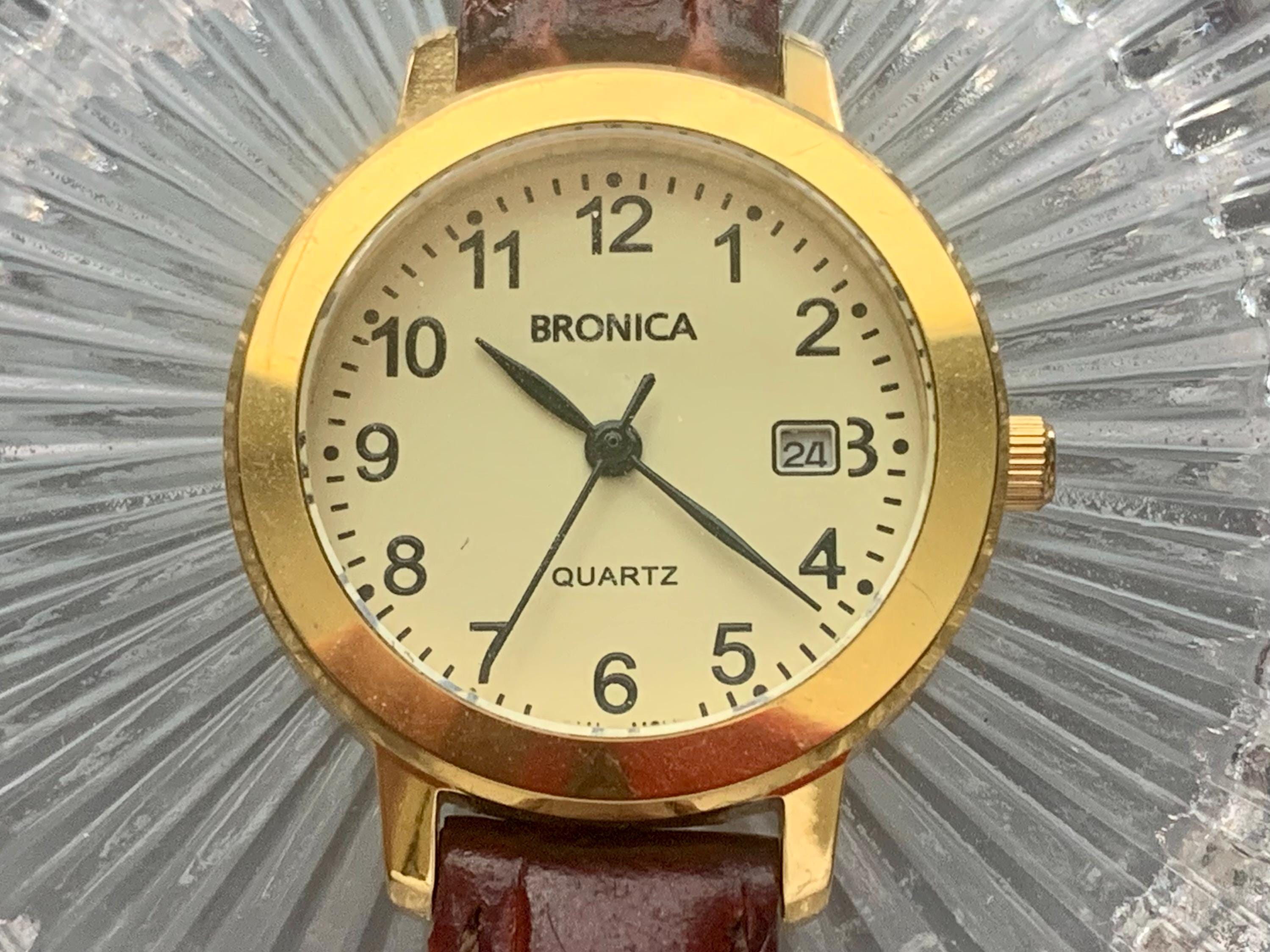BRONICA WOMENS WATCH Date Tungsten Bezel Sapphire Crystal Seiko
