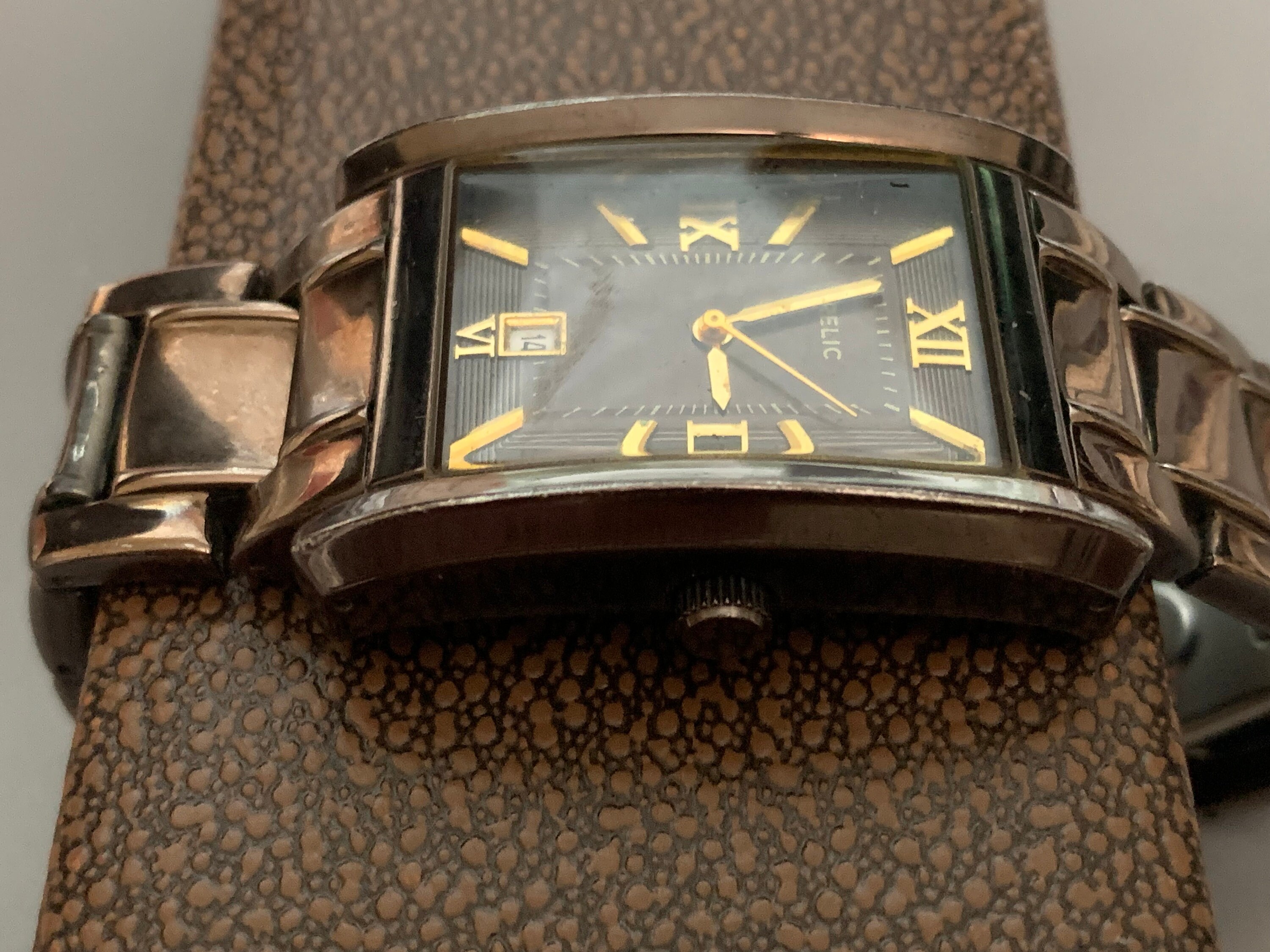 MENS RELIC RECTANGULAR Watch, Date Window Watch, Bold