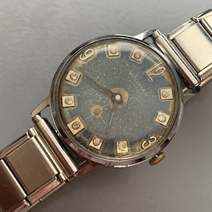 MENS SWISS WOLDMAN Watch Grey Blue Diamond Dial with Great Patina | Tradition isn&#39;t just remembered, it&#39;s lived! Runs Well, Ships Free