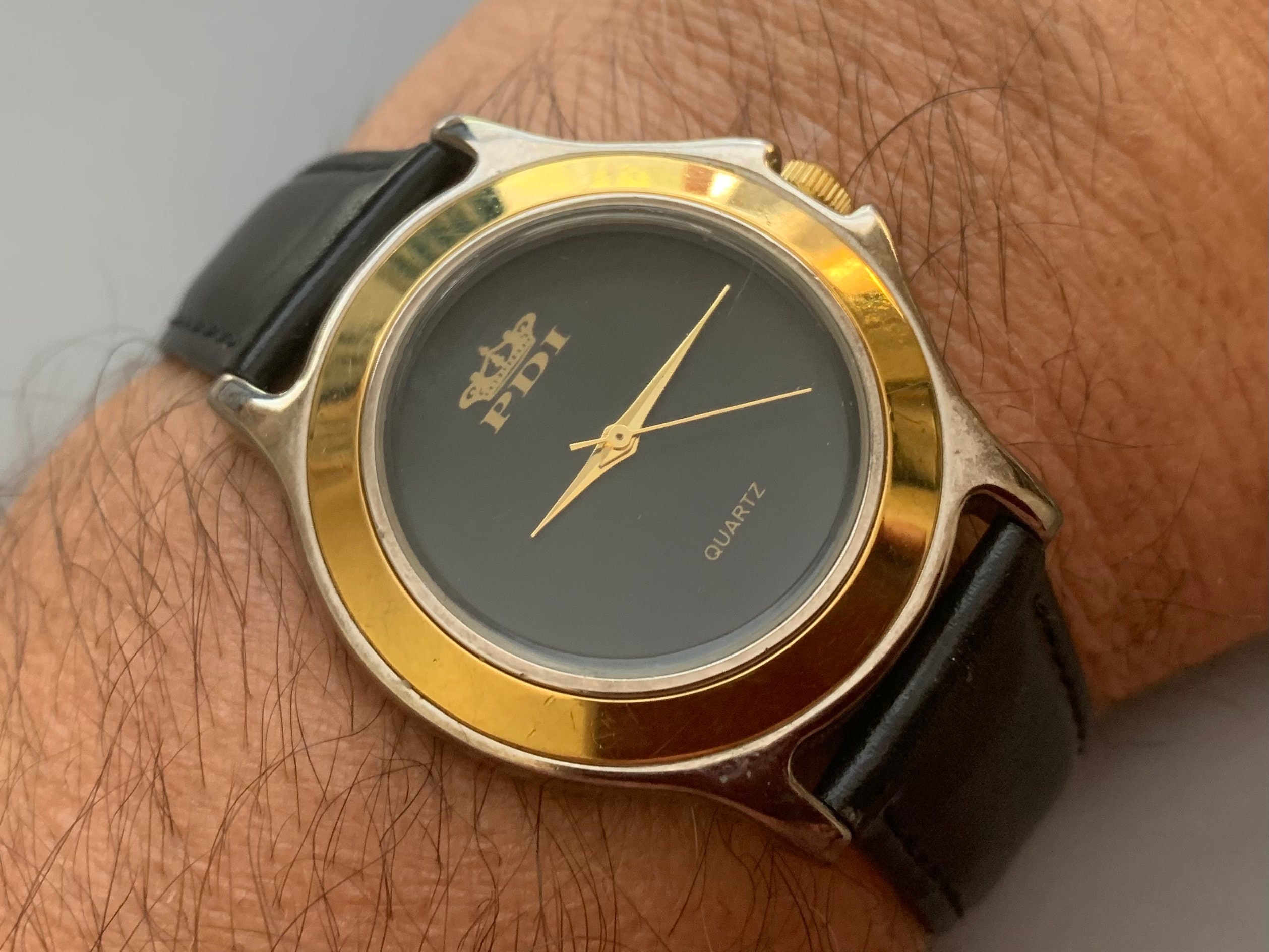 PDI WATCH MENS Watch Black Dial Gilt Dial Vintage Watch - Etsy Israel