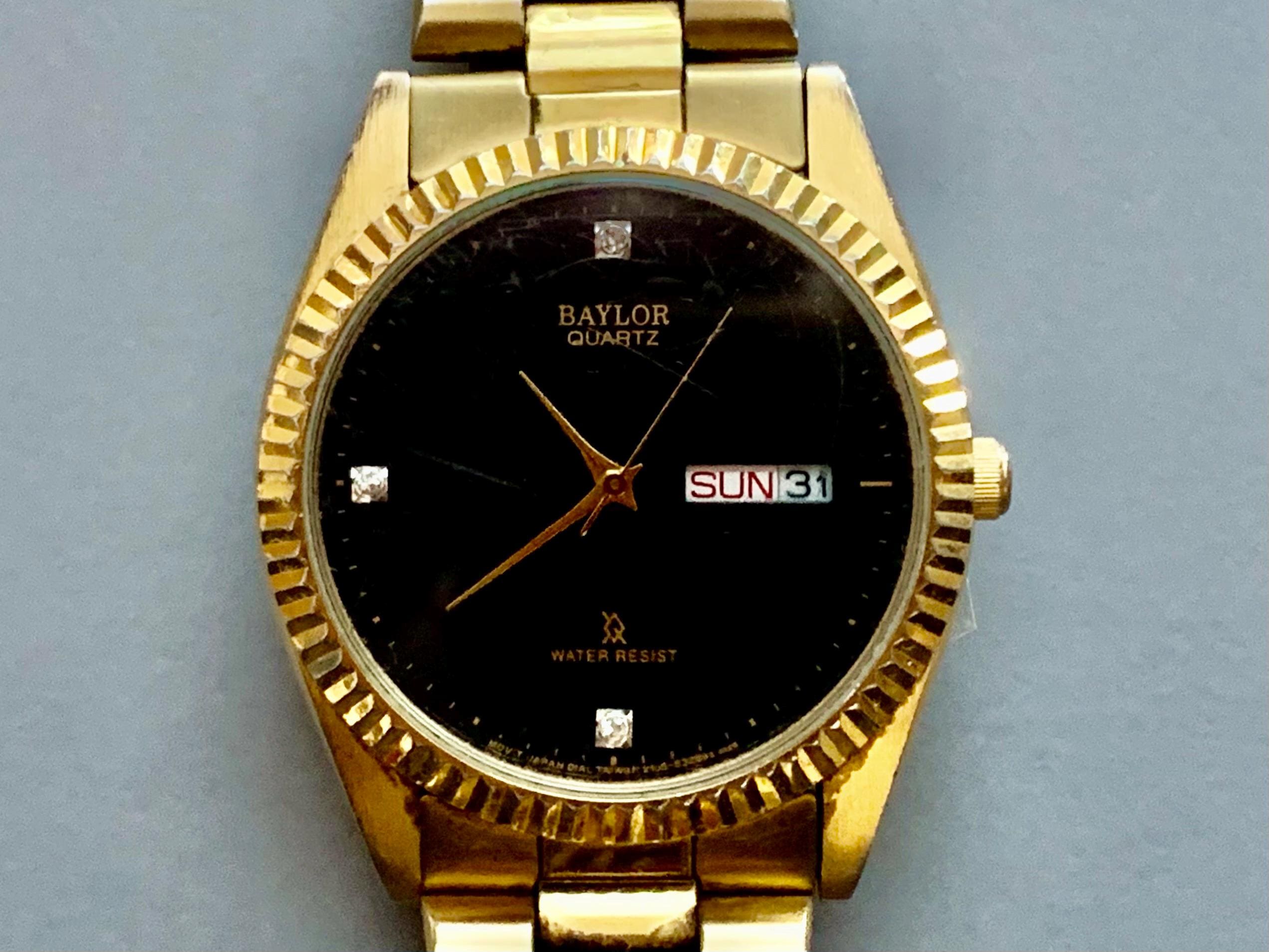 MENS BAYLOR PRESIDENT Vintage Watch:black Diamond Dial Jubilee