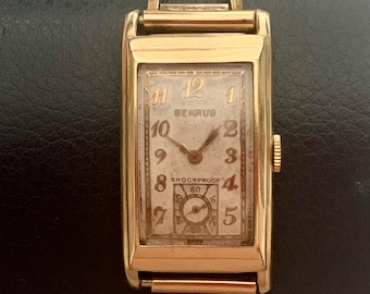 Vintage Clinton Art Deco Mens Watch: 10K Gold Filled, Salmon  display picture 1