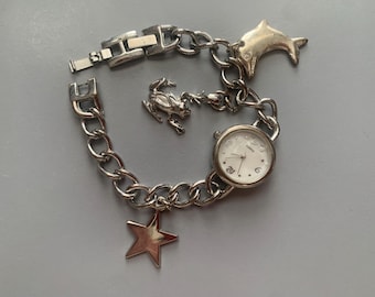 MOULIN CHARM BRACELET Watch Star Frog Dolphin Mother of Pearl Womens |  Room for More!!