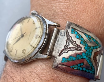 Navajo William Singer Sterling Watch Tips MENS GRUEN PRECISION