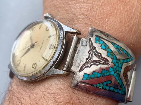 Navajo William Singer Sterling Watch Tips MENS GRUEN PRECISION