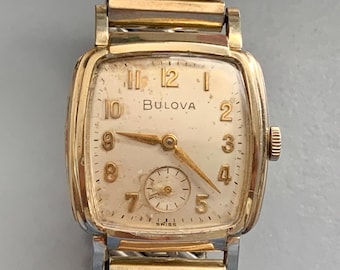 MENS BULOVA SENATOR Watch 17J 1961 Art Deco 10K Rolled Gold | Genuine Original Works!