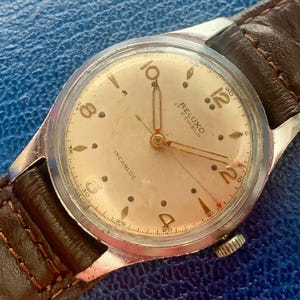 MENS WW2 Swiss Military Emil Ehrler AS1187 17 Jewel Wind Up 1940s Reluxo Red Arrow Sweep Second Hand Runs Well Ships Free